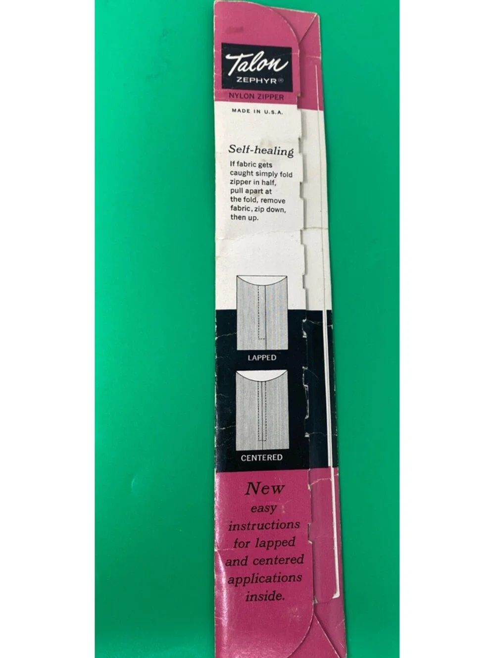 Vintage Talon Zephyr Nylon Coil Zipper Purple 9 In. NOS Sewing Supply Style 25-1